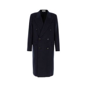 Umit Benan Men Navy Blue Cashmere Coat